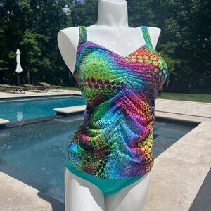 NWT Sunflair Tankini Swim set with Jewel Bold print Size 10 Medium
